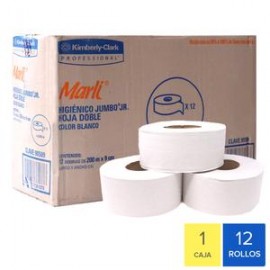 Kimberly Clark Caja Papel Higiénico Bobina Marli Jumbo Jr 200 mts x 9 cm 12R-DespensayMas-Kimberly Clark