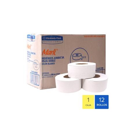 Kimberly Clark Caja Papel Higiénico Bobina Marli Jumbo Jr 200 mts x 9 cm 12R-DespensayMas-Kimberly Clark