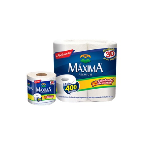 Maxima Bulto papel higiénico Maxima Premium 1R/400H/48R-DespensayMas-Maxima