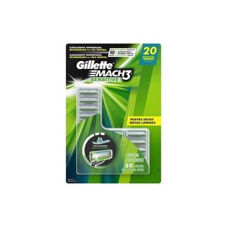 Procter & Gamble Cartuchos para Máquina de Afeitar Gillette Mach3 Sensitive 20P - ZOK-DespensayMas-Procter & Gamble