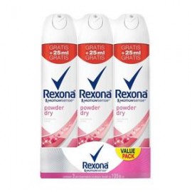 Unilever Antitranspirante en Aerosol Rexona Motionsense Powder Dry 3P/105G - ZK-DespensayMas-Unilever