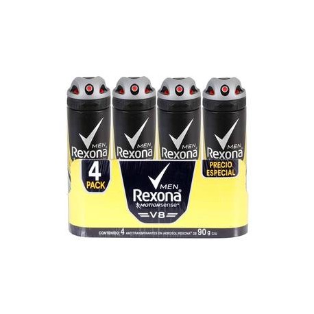 Unilever Antitranspirante Rexona V8 Men 4P/90G - ZK-DespensayMas-Unilever