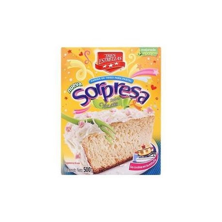 La Moderna Caja Harina para Pastel Tres Estrellas Sorpresa Vainilla 500G/12P-DespensayMas-La Moderna