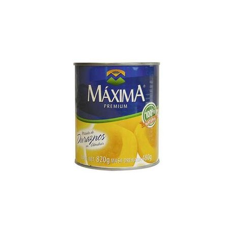 Maxima Caja durazno en mitades Premium 820G/12P-DespensayMas-Maxima