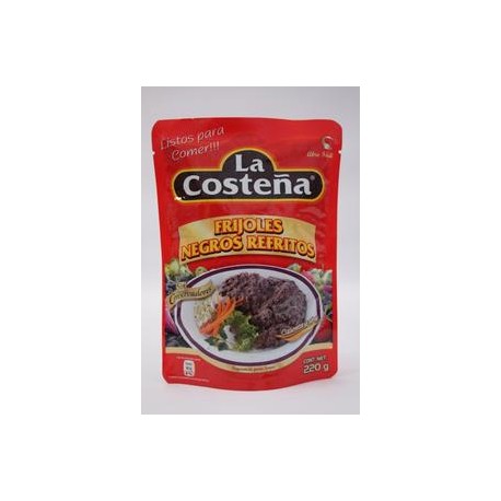 La Costeña Media Caja Frijol Negro Refrito Bolsa 220G/6P-DespensayMas-La Costeña