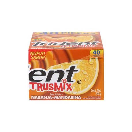 Mondelez Goma de Mascar sin Azúcar Trident CitrusMix Naranja-Mandarina 4C/40P - ZK-DespensayMas-Mondelez