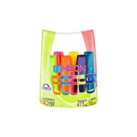 Bosco Vasos desechables Bosco Neon 150P/16 OZ - ZK-DespensayMas-Bosco