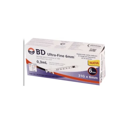 BD Ultra Fine Jeringa Bd Ultra Fine Insulina 0.3 mL 1 10P - KOZ-DespensayMas-BD Ultra Fine