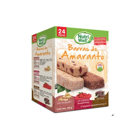 Nutriwell Nutri Well barras de amaranto 24P/30G - KOZ-DespensayMas-Nutriwell